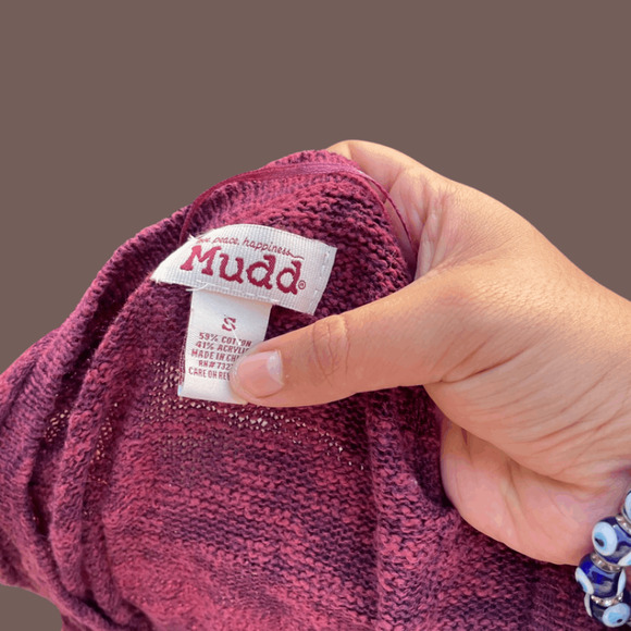 Mudd Maroon Knit Cardigan | Button Front | Size S | Vintage Y2K - Picture 4 of 4
